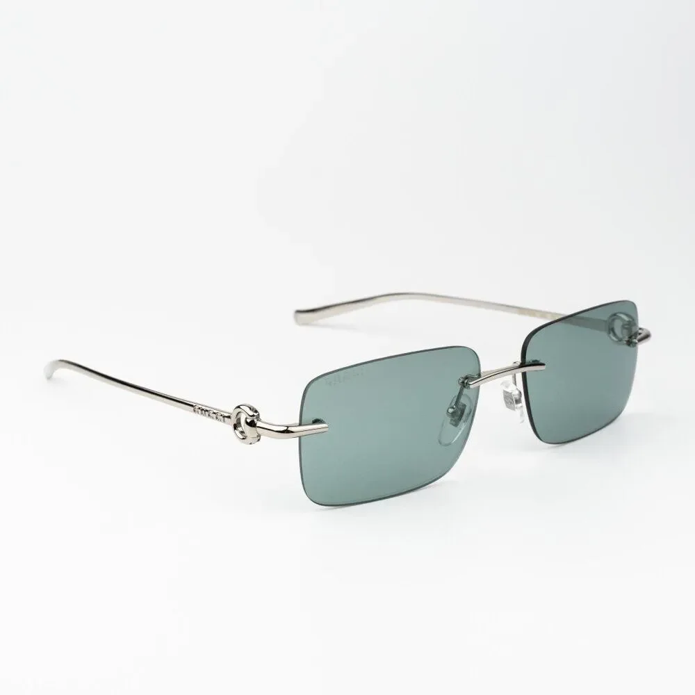 Gucci Men Sunglasses Silver Green Mirror Rectangle GG1703S 002 BRAND NEW